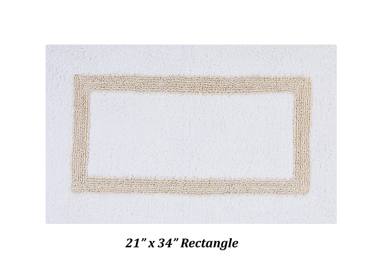 Better Trends 100% Cotton Hotel Collection Bath Mats Set, White & Sand Mats - Tufted, Reversible & Absorbent & Machine Washable 3 Piece Bathroom Rug…