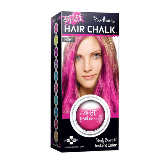 Splat Pink Hearts Hair Chalk, 1 Compact, Temporary Hair Color Glides on Easily for Fun Pops of Color, Washable Hair Color Chalk Shampoos Out, Cruelty Beauty & Personal Care Splat
