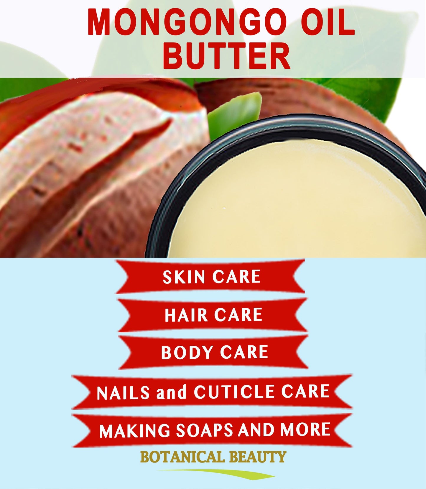Botanical Beauty MONGONGO OIL BUTTER Manketti 100% Natural Pure Virgin Unrefined Raw for FACE, SKIN, BODY, HAIR, NAILS, DRY SKIN. Mongongo Oil, Shea