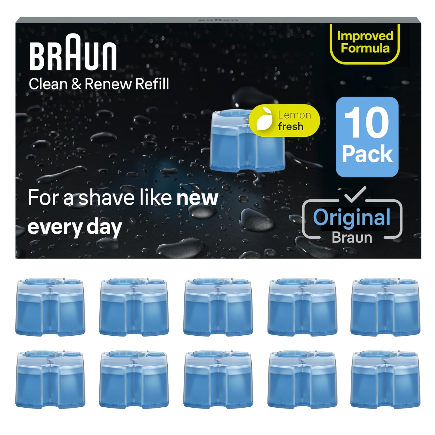 Braun Clean & Renew Refill Cartridges CCR, Replacement Shaver Cleaner Liquid Solution for Clean&Charge System, Pack of 10 Beauty and Personal Care Braun Default Title