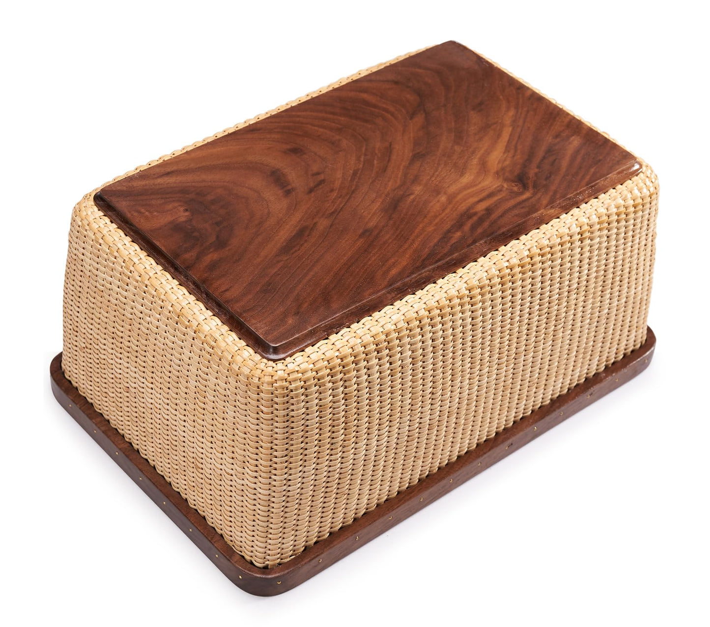 Teng Tian Cane-on-cane weave Storage Basket Box with Lid Multifunctional Storage Organiser Storage Basket Organizer Baskets Rectangular Boxes Woven