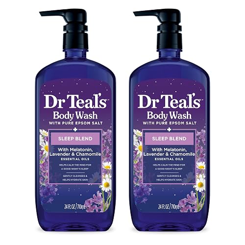 Dr Teal's Sleep Body Wash with Pure Epsom Salt, Melatonin, Lavender & Chamomile Essential Oil Blend, 24 fl oz (Pack of 2)