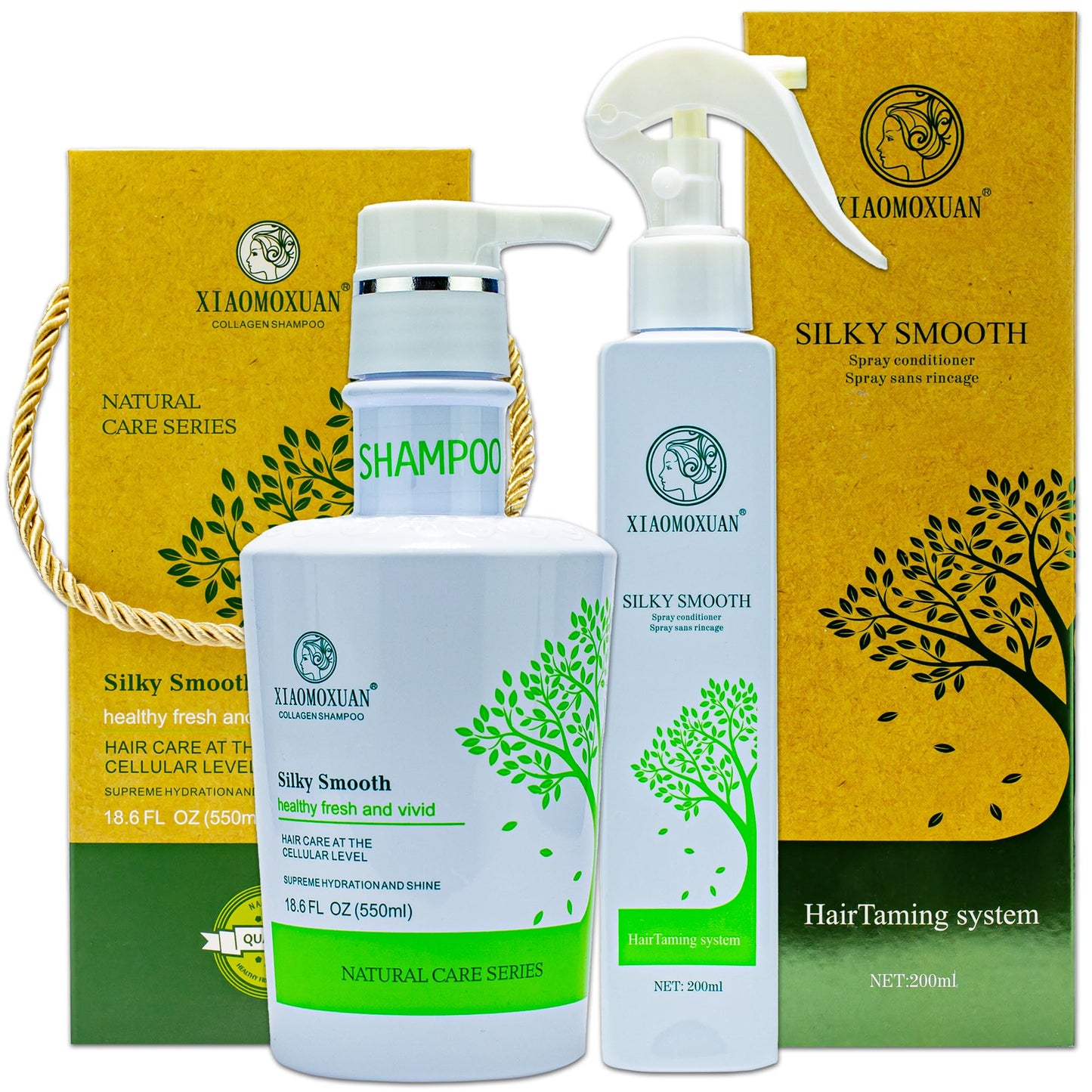 Xiaomoxuan Organic Tea Tree Paraben and Sulfate-Free Shampoo and Conditioner Set - Natural Beauty and Personal Care Products Set - SLS-Free Shampoo