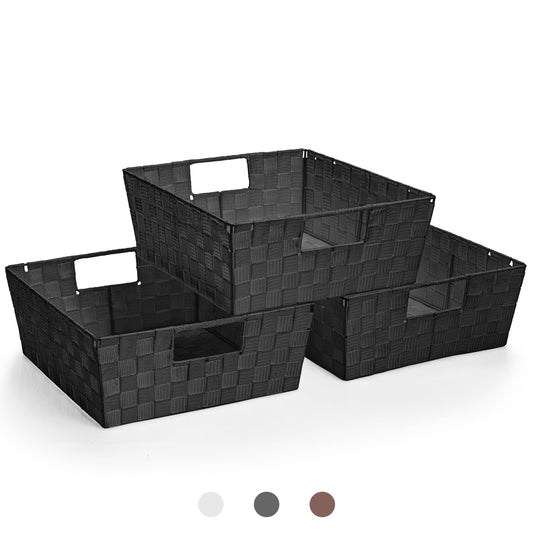 Sorbus Set of 3 Large Woven Storage Baskets - Mesh Hand-Woven Baskets for Organizing, Fabric Storage Bins for Linen Closet Organizer, Storage Baskets…