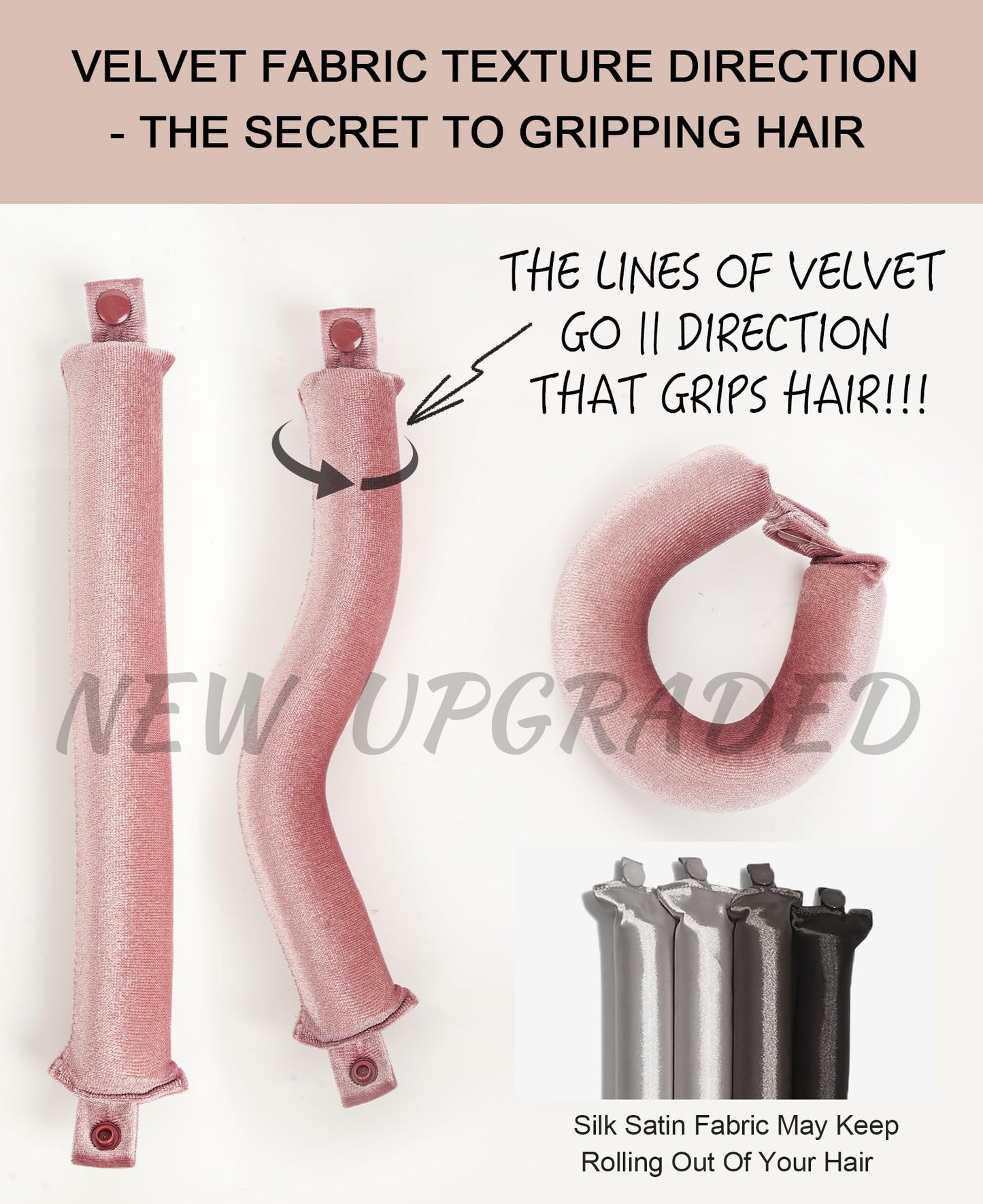 Classic Heatless Curls Overnight Rods - Upgraded Directional Grip Velvet Heatless Hair Curler to Sleep in No Heat Heatless Curling Flexi Rods Foam Beauty and Personal Care RIFFIN