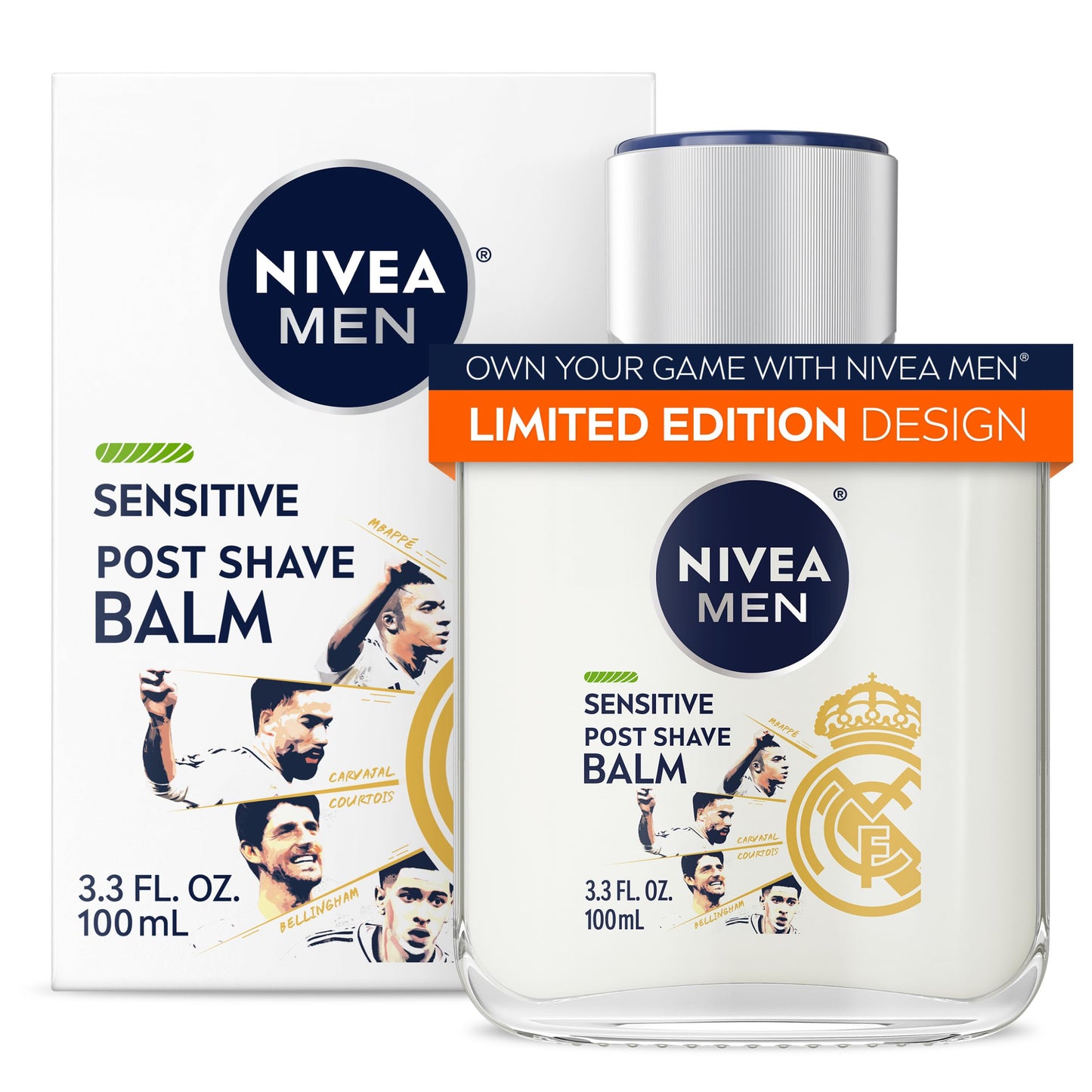 NIVEA MEN Real Madrid Limited Edition Design Sensitive Post Shave Balm, with VitaminPro Complex, Alcohol Free After Shave Balm for Men, 3.3 Fl Oz Beauty and Personal Care NIVEA