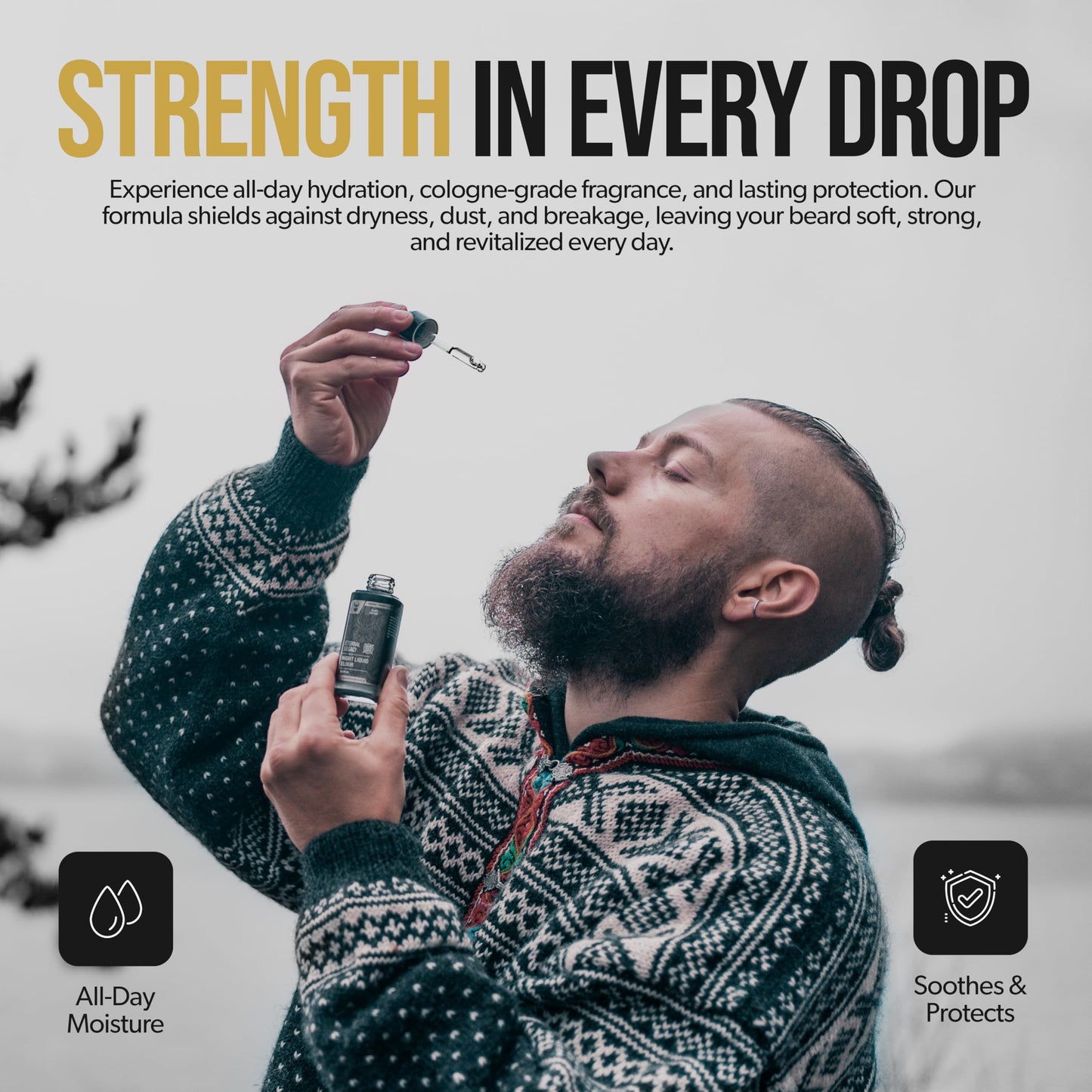 The Beard Struggle - Day Liquid Tonic Beard Oil - Gold Collection, Asgardian Secret - Beard Oil for Men - Moisturize, Softens Hair, Reduces Itch - Day