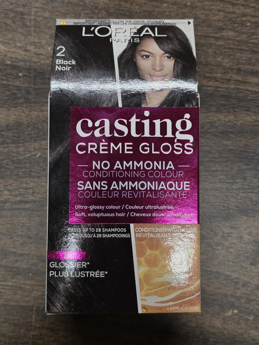 Loreal Healthy Look Hair Dye, Creme Gloss Color, Black 2, 1 ct (Pack of 3)