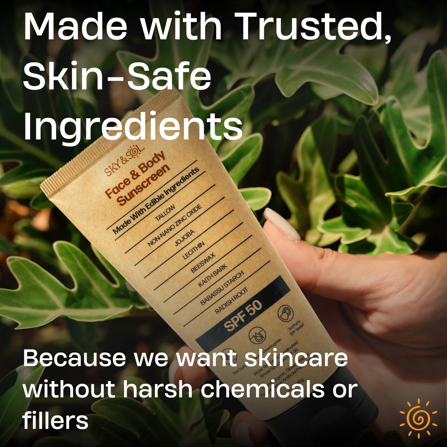 Sky and Sol Mineral Sunscreen SPF 50 | With Grass-Fed Tallow & Zinc Oxide | Non-Greasy Formula for Face & Body | Made Without Reef-Harming UV Filters Beauty and Personal Care Sky and Sol