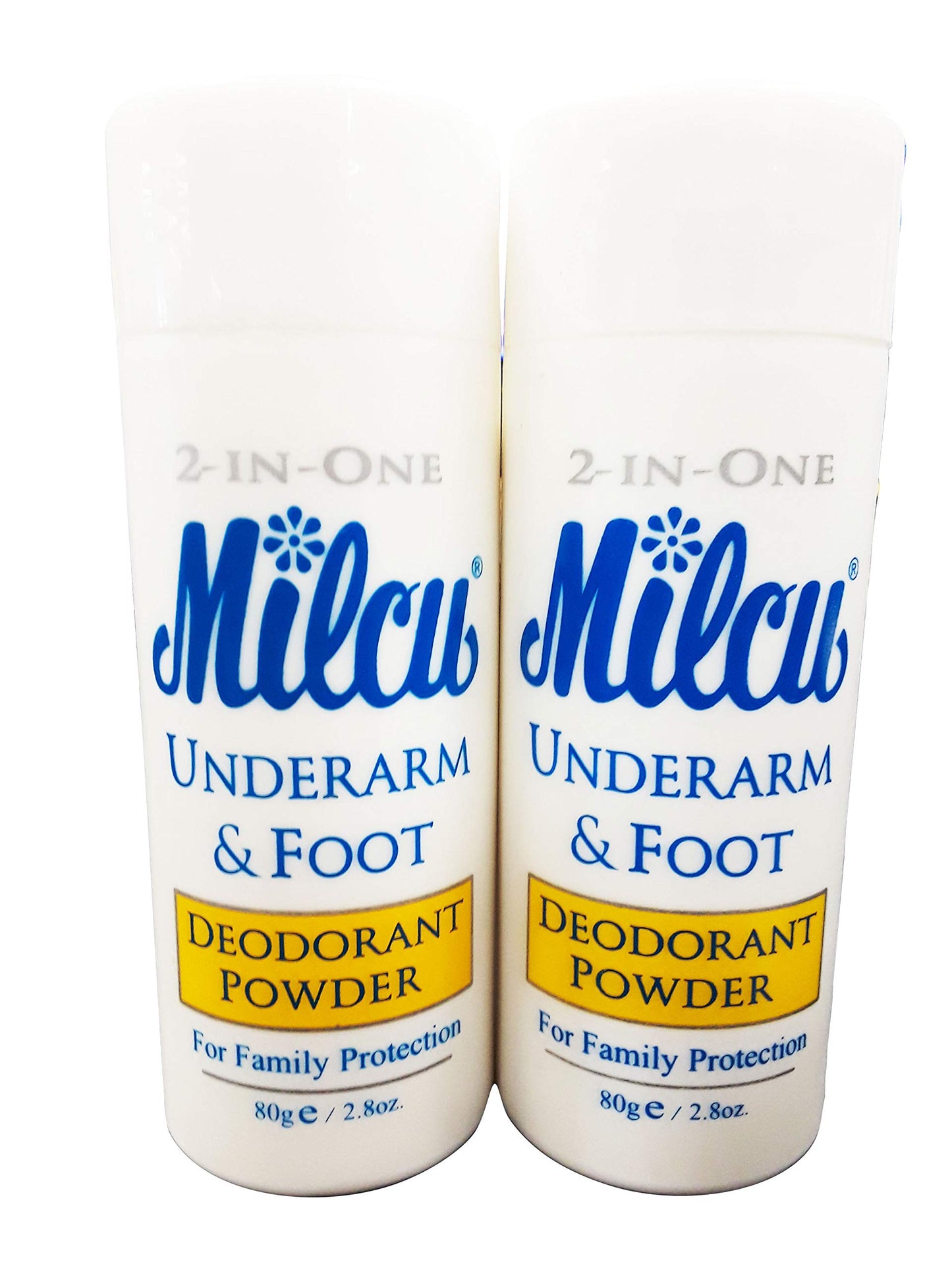 Milcu Underarm & Foot Deodorant Powder 80g per Bottle, 2 Pack Beauty and Personal Care Milcu