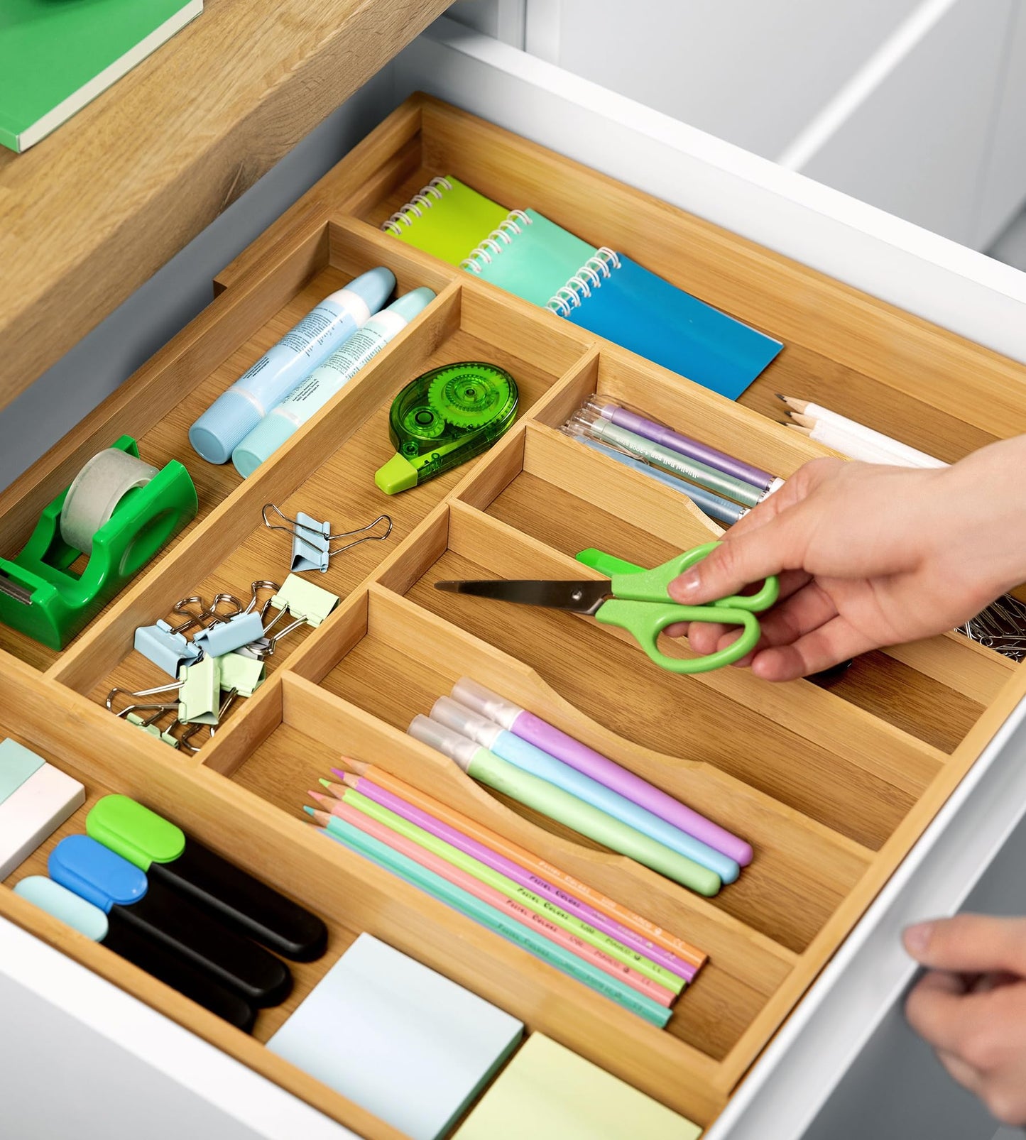ROYAL CRAFT WOOD Bamboo Kitchen Drawer Organizer – 9-Slot Silverware, Utensil & Cutlery Tray Divider, Natural Finish