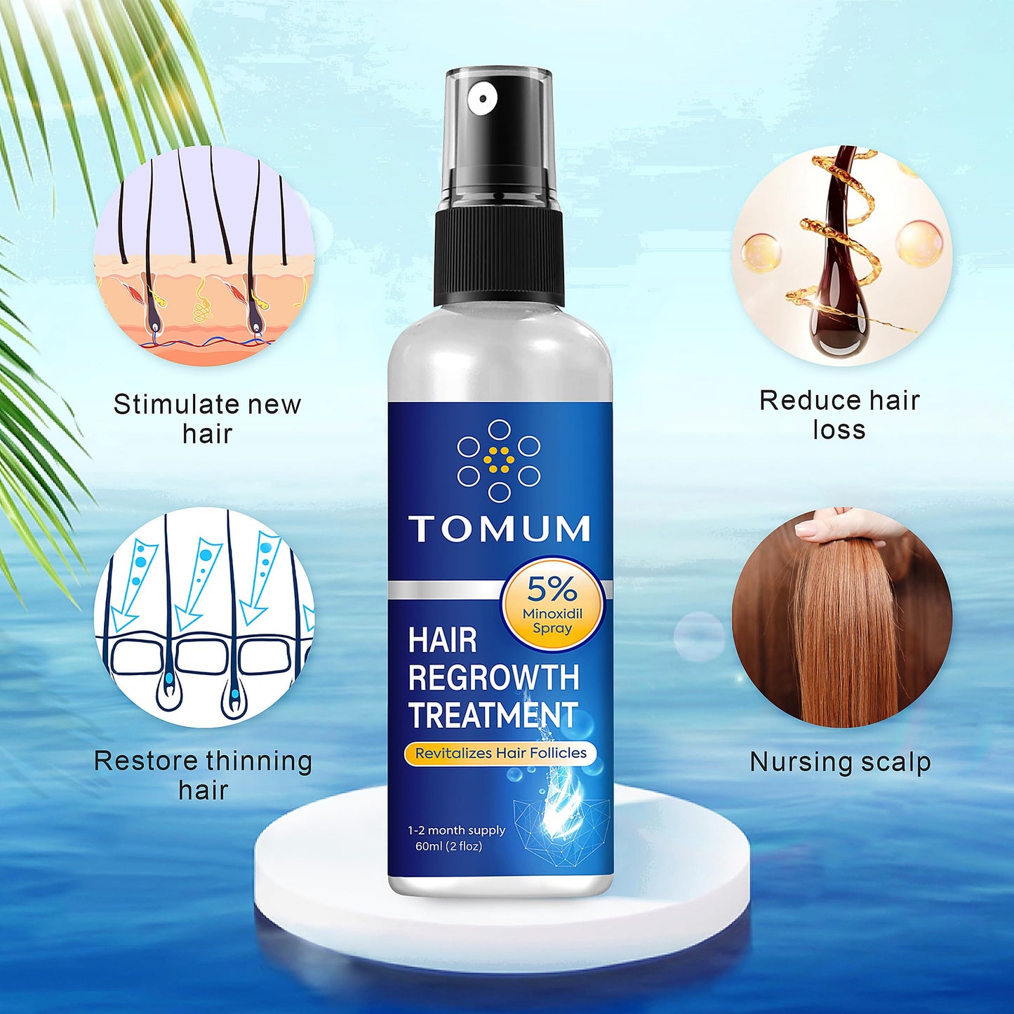 Minoxidil for Men and Women Hair Growth: 5% Minoxidil Topical Spray Hair Regrowth Treatment Stop Hair Thinning and Hair Loss For Stronger Thicker Beauty and Personal Care TOMUM