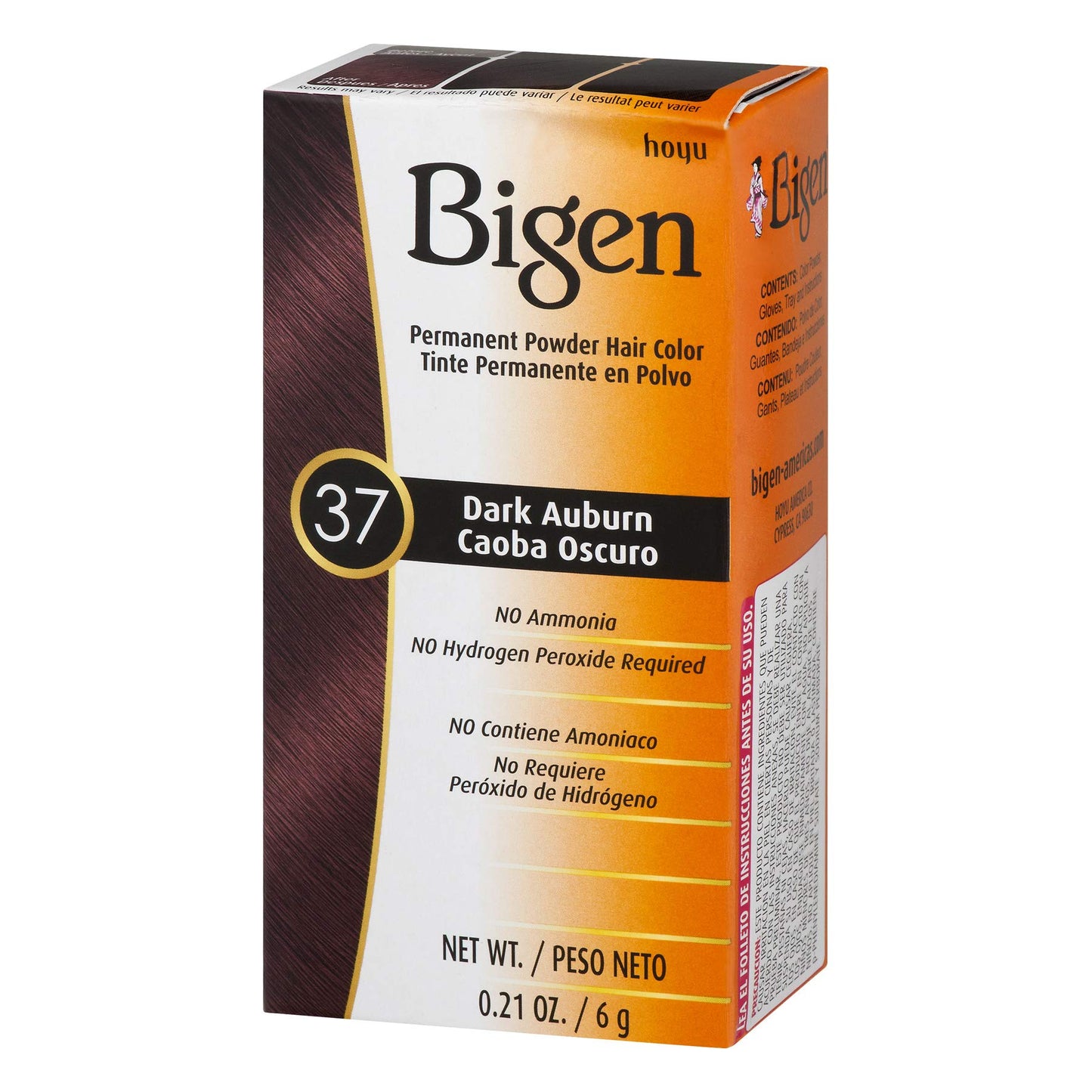 Bigen Permanent Powder Hair Color 37 Dark, Auburn, 0.21 Ounce
