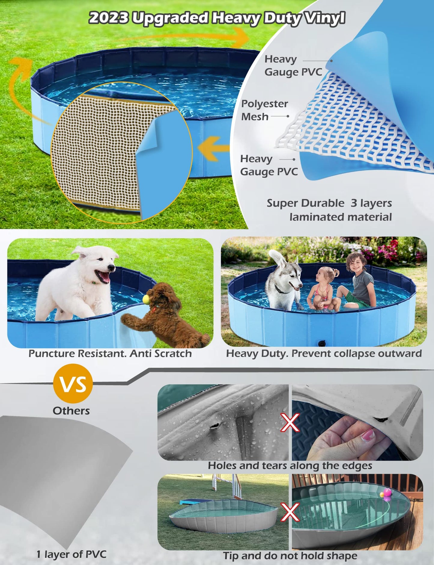 Jasonwell 48" Foldable Dog Pet Bath Pool – Collapsible Pet Pool Bathing Tub & Wading Pool for Small, Medium, Large Dogs, Cats & Kids, Blue          Ask ChatGPT