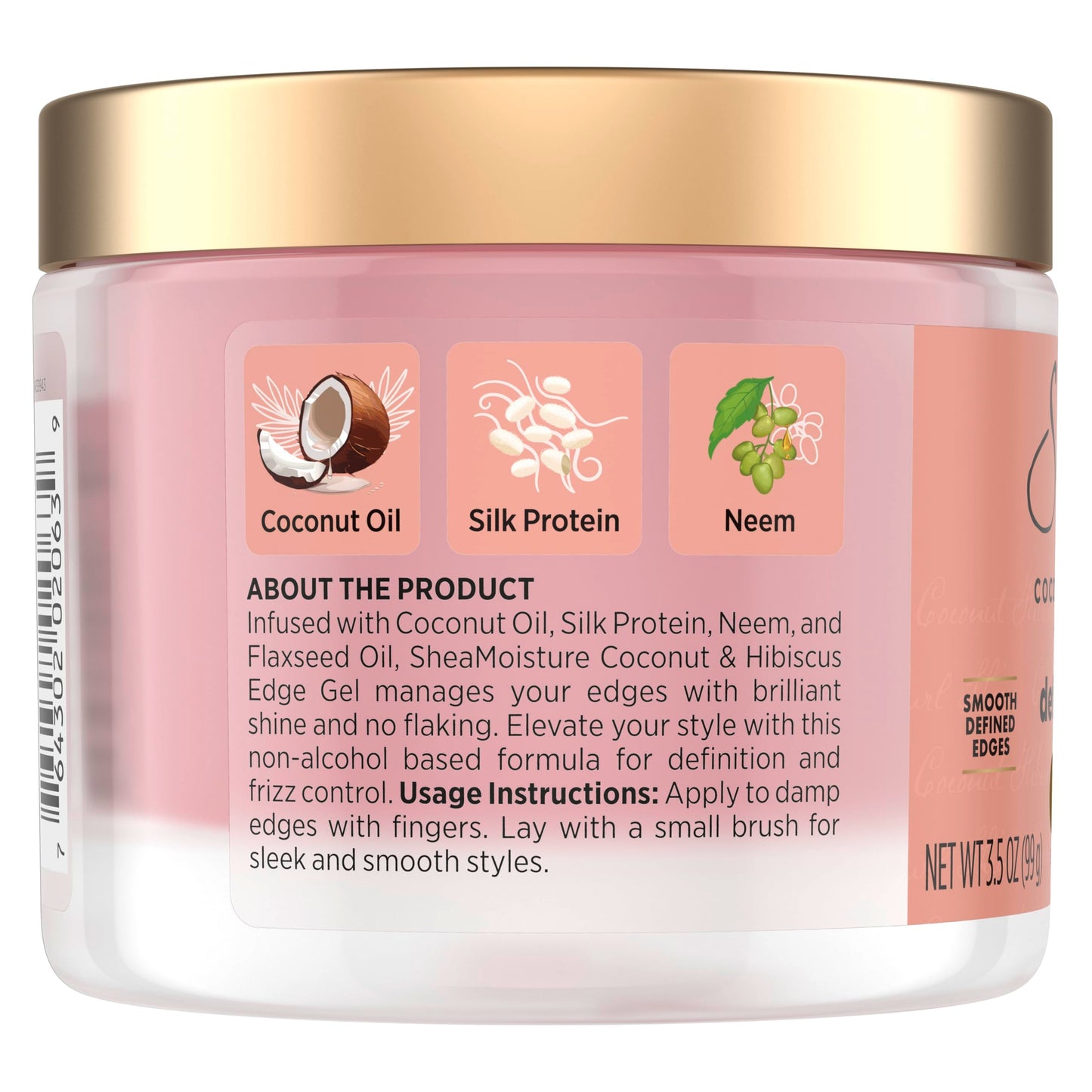 Shea Moisture Define & Shine Edge Gel + Flaxseed Coconut & Hibiscus Holds and Controls Edges All Day Infused With Glycerin, Coconut Oil and an