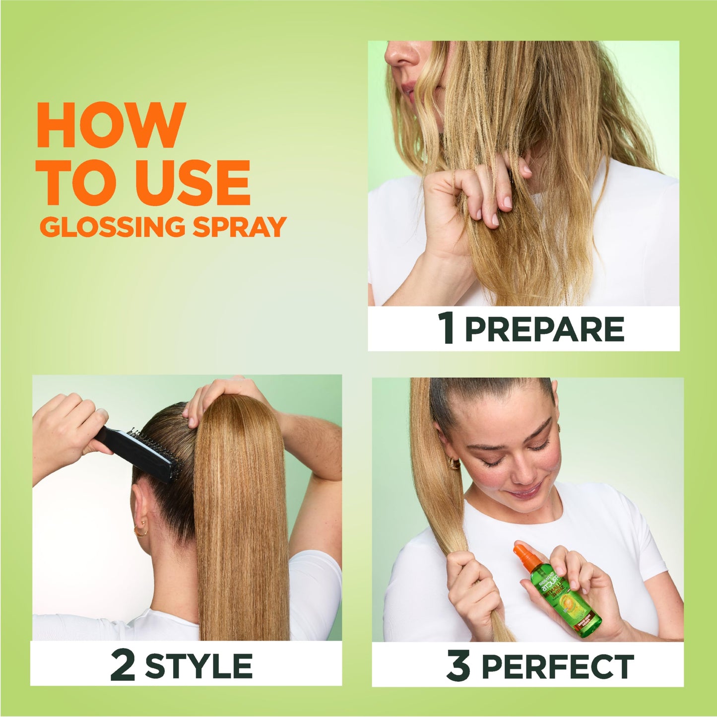 Garnier Fructis Style Brilliantine Shine Glossing Spray for High Shine Finish, Argan Oil, 3 Fl Oz, 3 Count (Packaging May Vary)