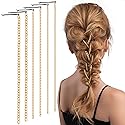 PAGOW 6Pcs Punk Gold Hair Chains with Tassels for Women and Girls, Ponytail Multi Strand Head Accessories with Clips for Nightclub, Christmas