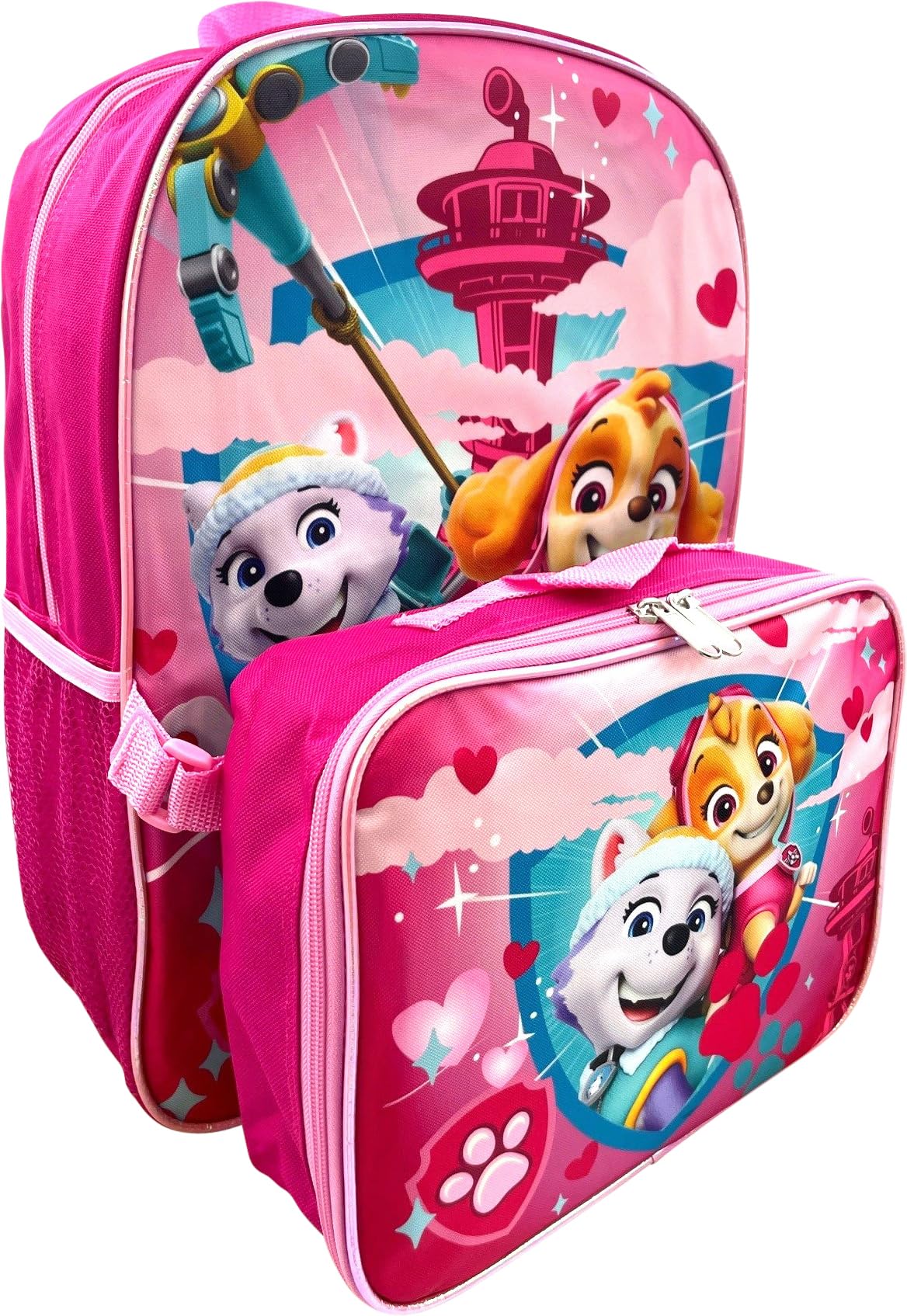 Group Ruz Nickelodeon Girl Paw Patrol 16" Backpack With Detachable Matching Lunch Box (Pink-Pink)