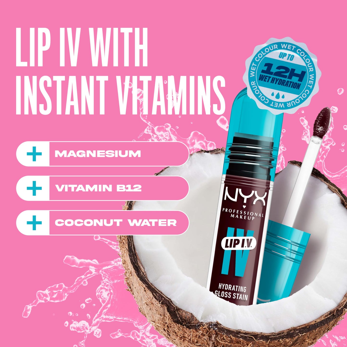 NYX PROFESSIONAL MAKEUP Lip IV Hydrating Glossy Lip Stain with 12HR Hydration - Mauve N Moist (Purple)