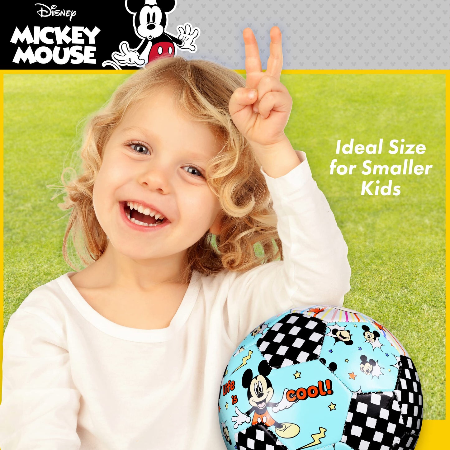 Disney Mickey Mouse Kids Soccer Ball Size 3, Officially Licensed Futbol for Boys and Girls Soccer Players, Multi