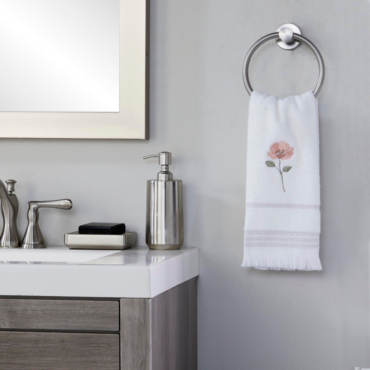 SKL HOME by Saturday Knight Ltd. - U1108010830203 Misty Floral 2-Piece Hand Towel Set, White