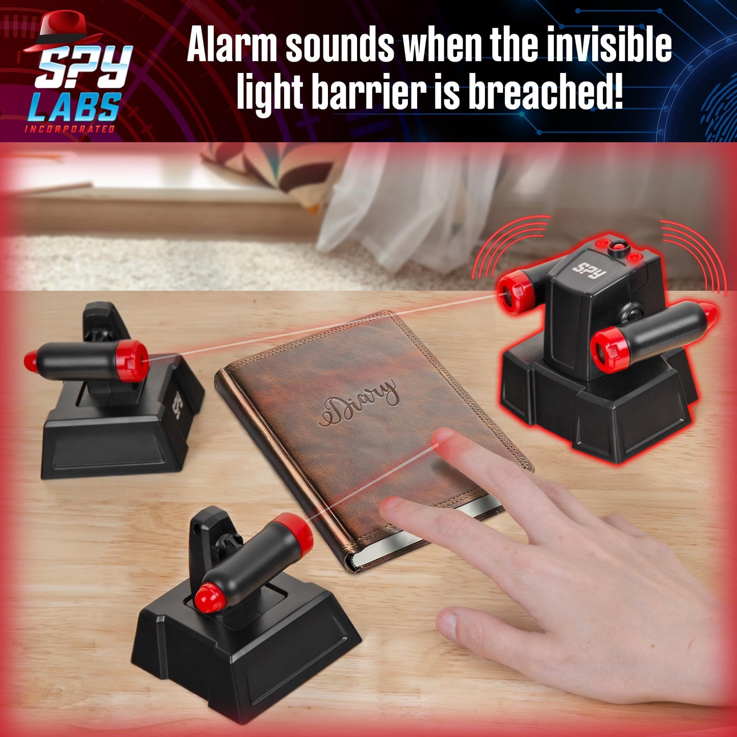Thames & Kosmos Spy Labs Invisible Tripwire Alarm – Toy Security System with LED Light Beams for Kids Ages 8+, Detective Pretend Play Tool