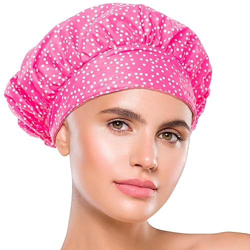 TIARA 2-in-1 Luxury Shower Cap for Women Reusable Waterproof - Hair Cap for Long & Short Hair - All Size Fit Flexi Shower Cap, Terry Lined Leakproof