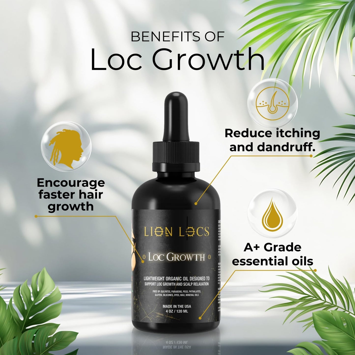 Lion Hair Growth Oil and Scalp Relaxer | Light Styling for Dreadlocks, Braidlocks, Braids, Faux Locs, Crochet Locs, Boho Locs, or Sisterlocks (4oz)