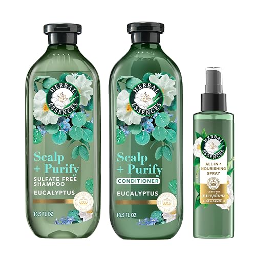 Herbal Essences Scalp + Purify Eucalyptus Sulfate Free Shampoo and Conditioner, and All-in-One Nourishing Spray Set