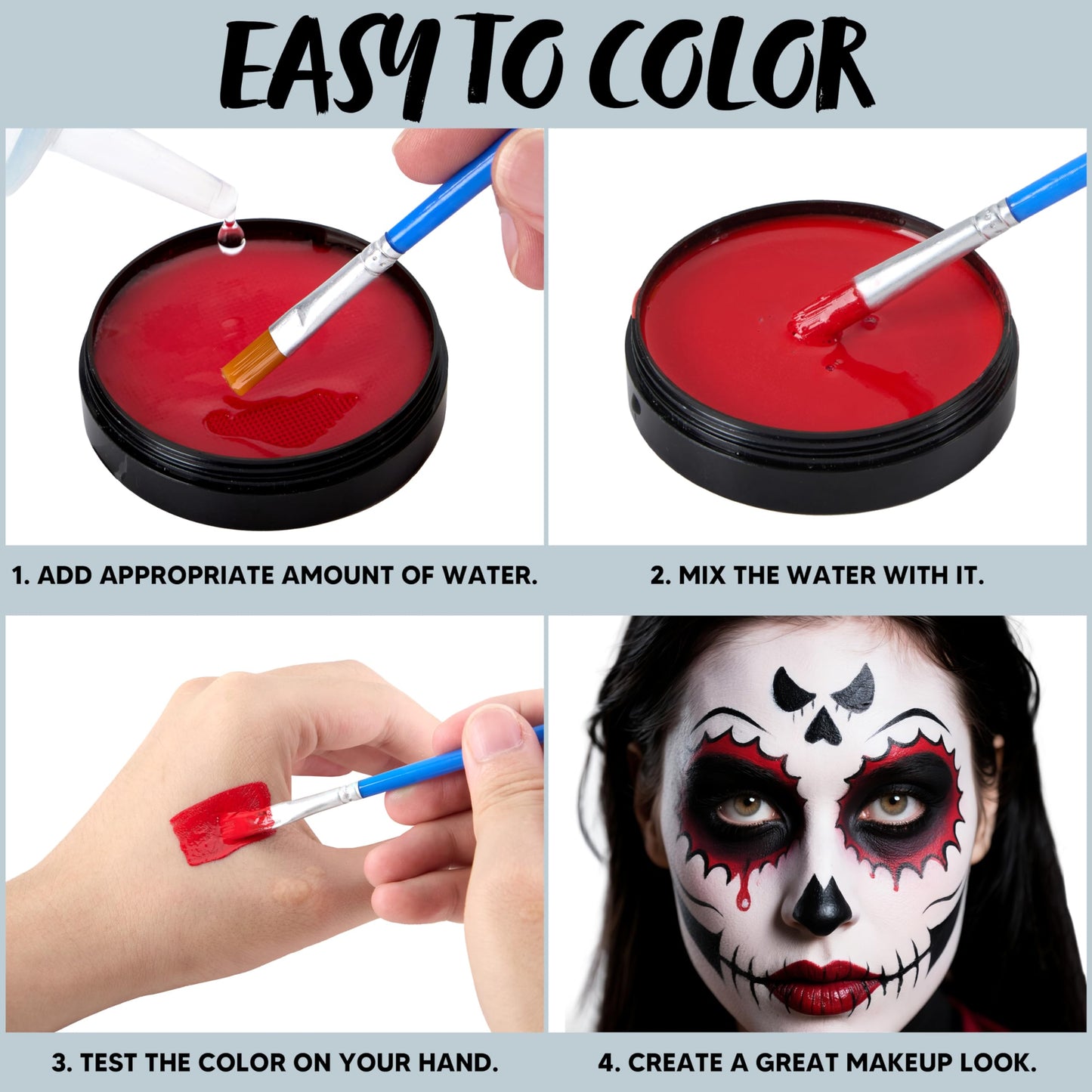 Spooktacular Creations 3PCS Halloween Makeup Face Body Paint Waterproof Foundation Cream Cake Tub, Halloween Party Cosplay Clown Sfx Costume Dress Up