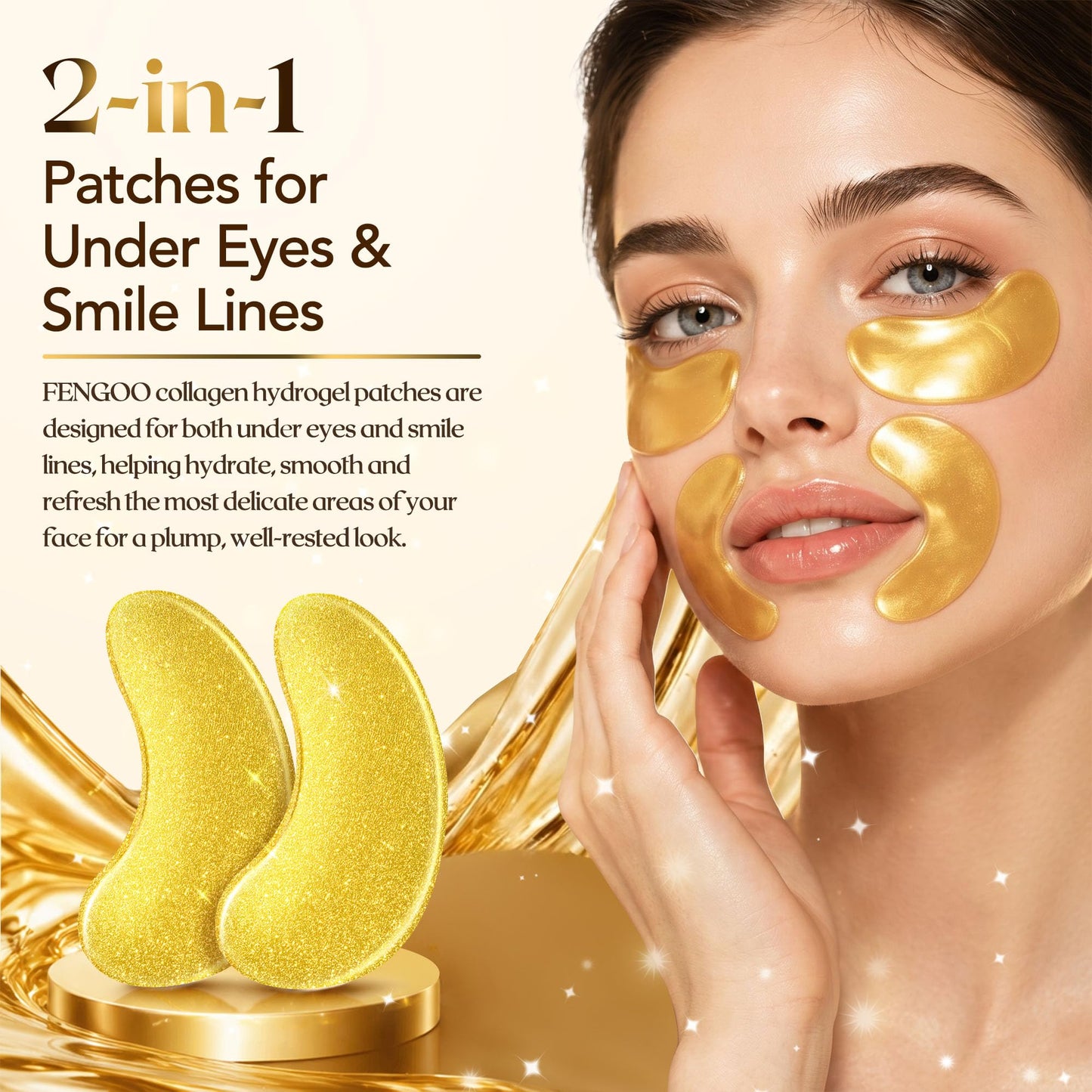 FENGOO 80 PCS 24K Gold Collagen Under Eye Patches & Smile Line Patches Beauty and Personal Care FENGOO