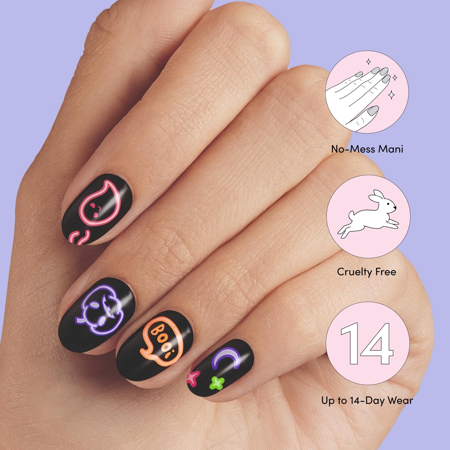 Dashing Diva Gloss Nail Strips - Deja Boo - UV Free, Chip Resistant, Long Lasting Gel Nail Stickers - 3-Piece Glow-In-The-Dark Manicure Set - Contains Beauty & Personal Care Dashing Diva