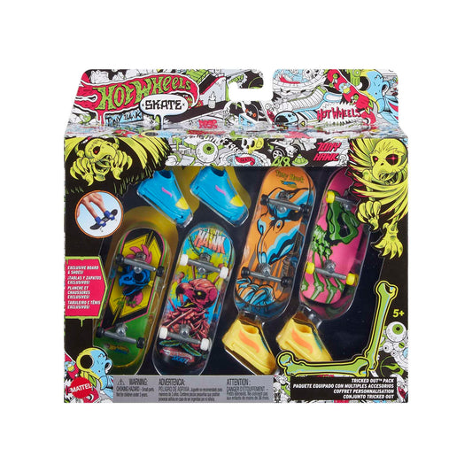 Hot Wheels Skate Neon Bones Tony Hawk-Themed Fingerboard and Shoes, Finger Skateboard and Removable Skate Shoes Designed in Collaboration with Tony…