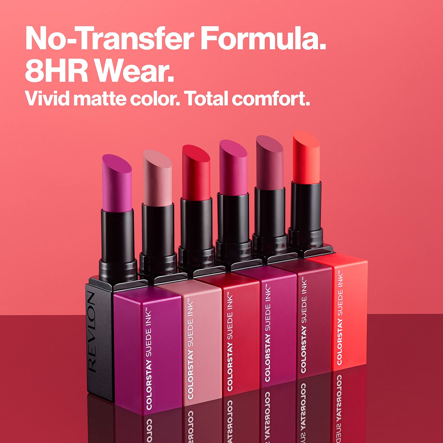 Revlon Lipstick, ColorStay Suede Ink, Built-in Primer, Infused with Vitamin E, Waterproof, Smudge-proof, Matte Color, 015 Lip Boom, 0.09 oz