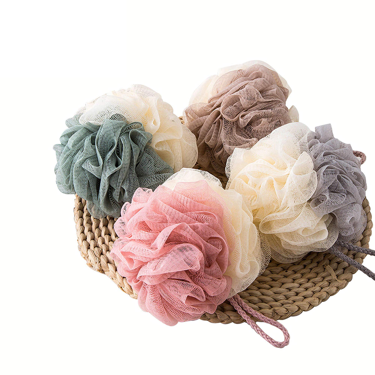 TCOTBE 4 Pack Loofah Bath Sponge Lace Mesh,Sponge Loofahs, Multi Color ...