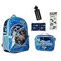 INTIMO Monster Jam Megalodon 5-Piece Backpack Mega Set with Detachable Lunch box Water Bottle Pencil Case and Stickers Set