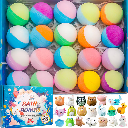 20 Pack Bath Bombs for Kids with Surprise Inside Bubble Bath Toys Organic Natural Bath Bombs Set Easter Basket Stuffers Birthday Christmas Gift Beauty and Personal Care GDXINYES Default Title