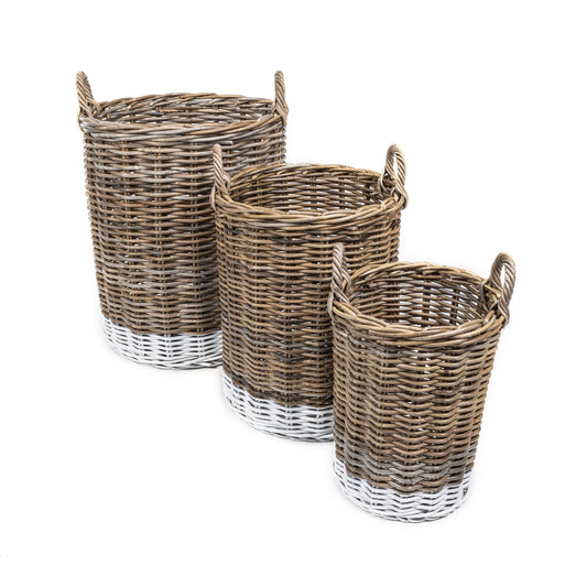 happimess BSK1000A-3SET Ternion Cottage Hand-Woven Rattan Nesting Wicker Storage Baskets w/ Handles, Seagrass Container for Decoration in Bedroom…