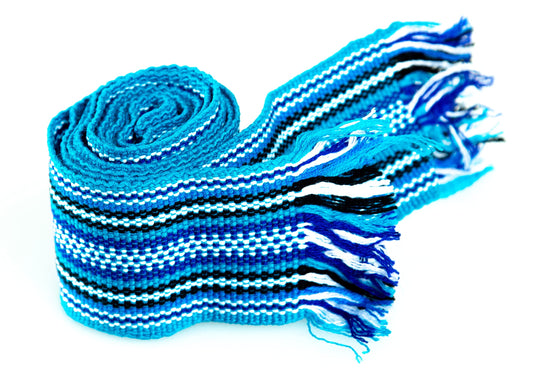 rushnichok Ukrainian hand woven homespun Hutsul Belt Blue black KRAYKA for Vyshyvanka