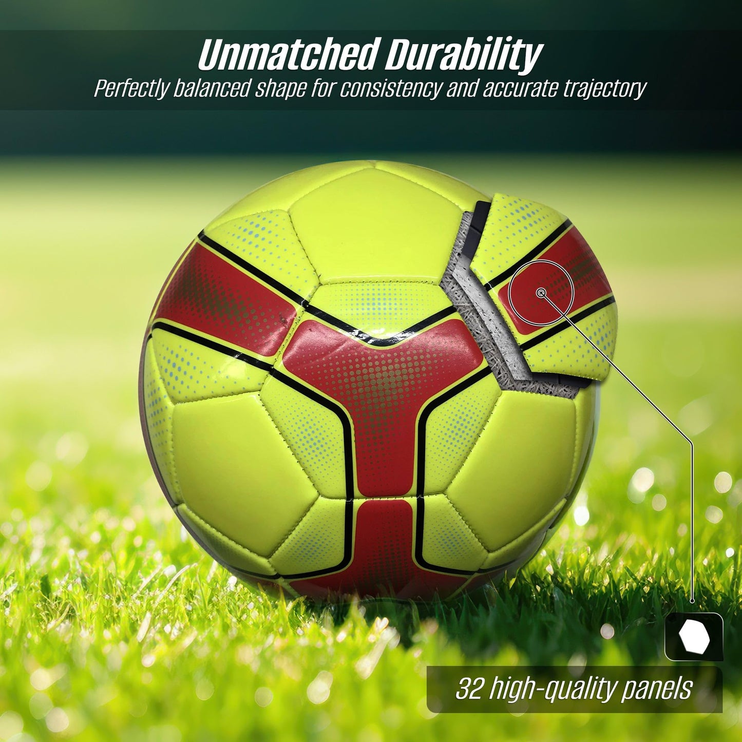 Vizari Cordoba Soccer Balls for Youth, Adult, Kids - Sizes 3, 4, 5 - Red, Orange, Blue, Pink & Yellow (Pack of 1, 6, 12)