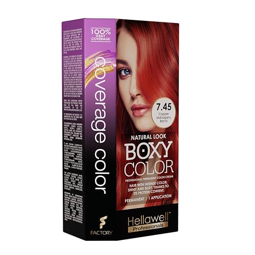 BOXY COLOR Coloring kit professional, permanent color cream hair dye with Vegetal Protein to get Hair with intense color shiny and silky. 100% Gray