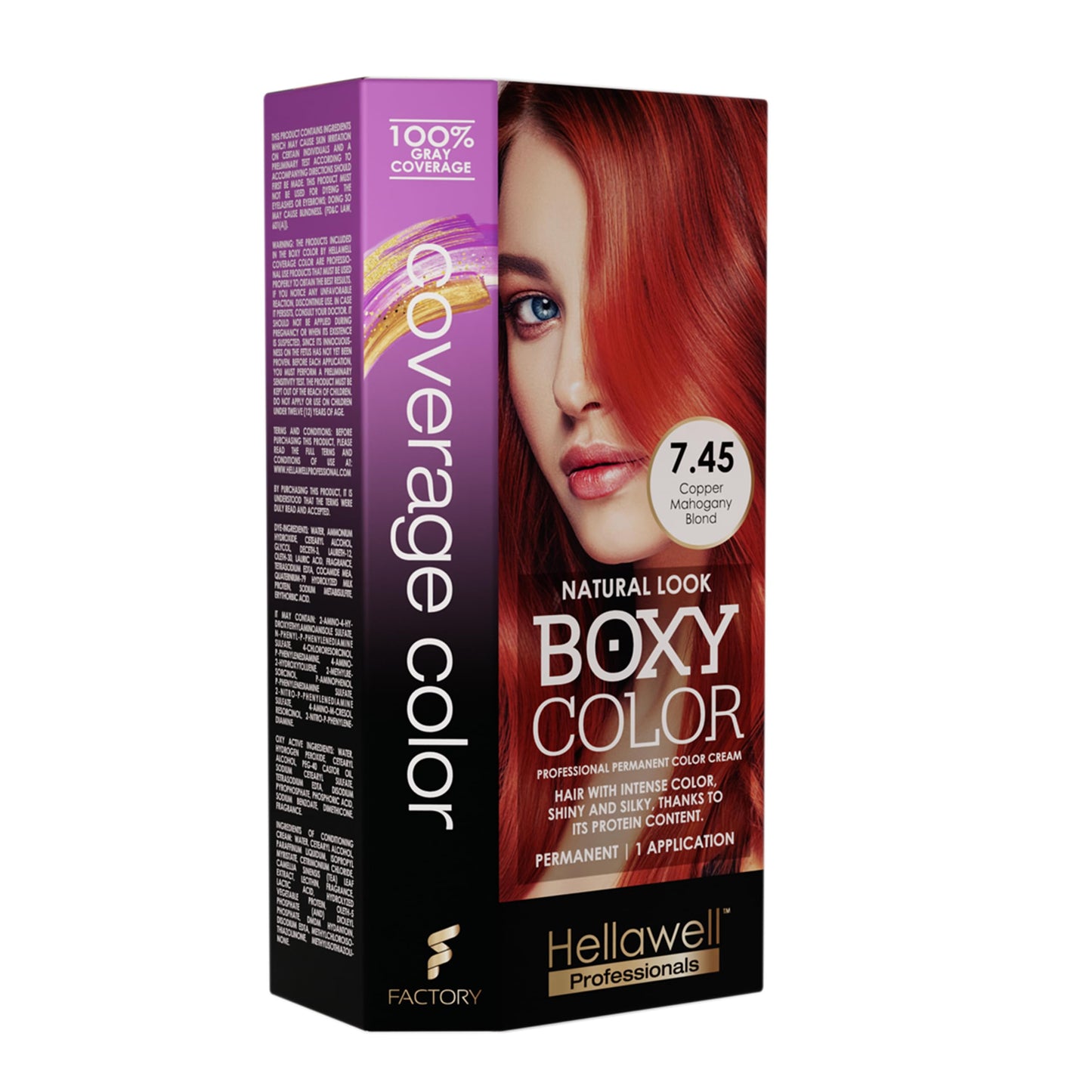 BOXY COLOR Coloring kit professional, permanent color cream hair dye with Vegetal Protein to get Hair with intense color shiny and silky. 100% Gray