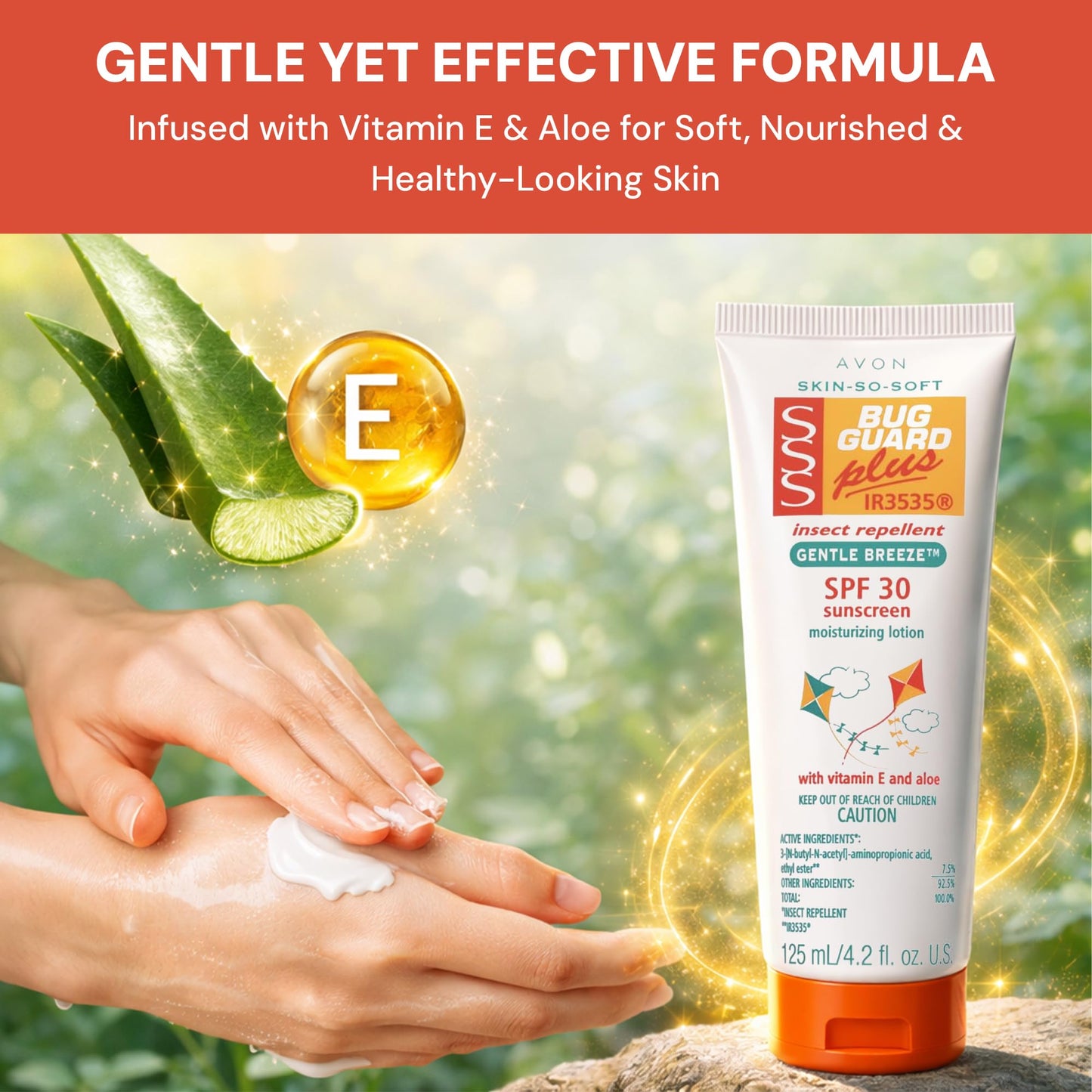 AVON Skin So Soft Bug Guard Plus IR3535 Insect Repellent Moisturizing Lotion - Gentle Breeze SPF 30 Lotion, 2-in-1 Sunscreen & DEET-Free Bug Repellent Beauty and Personal Care AVON