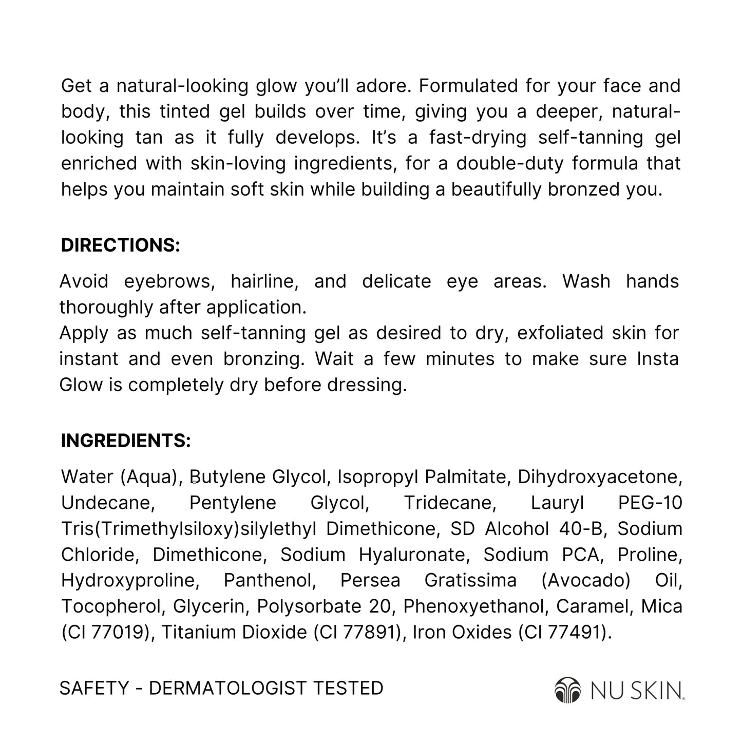 Nu Skin Sunright Insta Glow Self Tanner Gel | Natural Summer Tan for Face & Body | Beauty & Skin Care | Vitamin E & Avocado Oil | Natural Body Bronzer