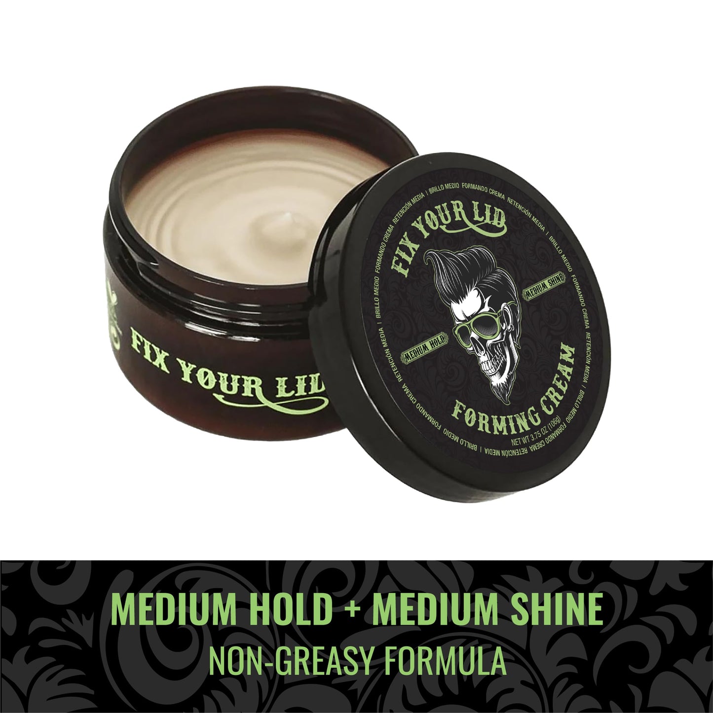 Fix Your Lid Forming Cream 3.75 oz Medium Hold Hair Cream For Men - Mens Hair Gel Medium Shine - All Day Hold Styling Cream For All Hairstyles - Easy