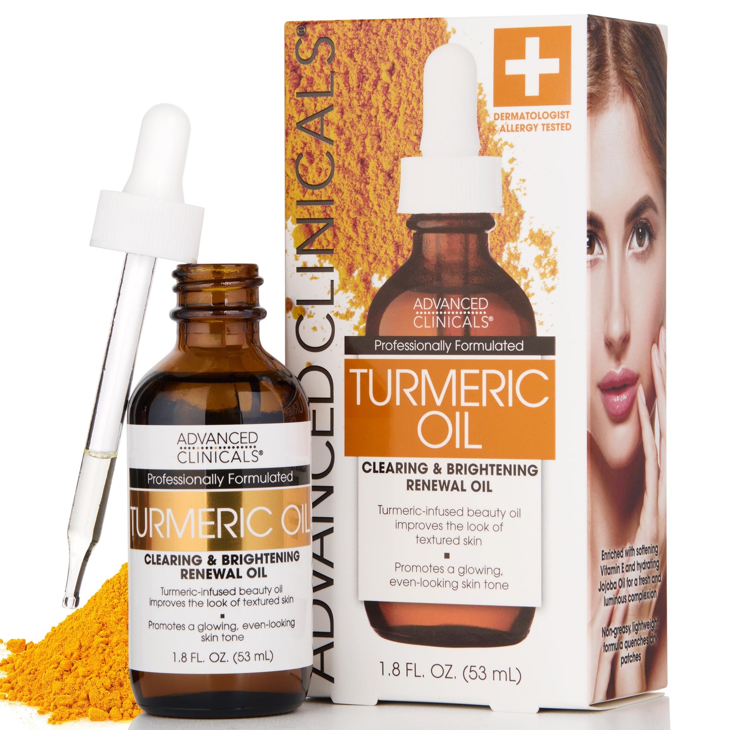 Advanced Clinicals Turmeric Oil Serum For Face | Facial Skin Care Serum With Jojoba + Coconut Oil To Improve Appearance Of Dark Spots & Uneven Skin