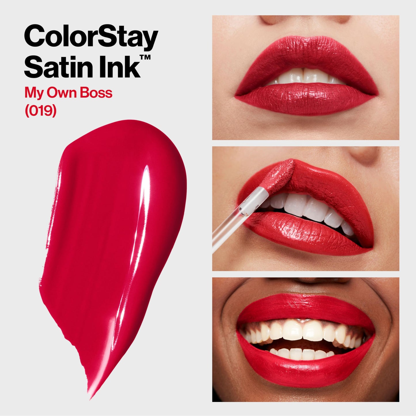 Revlon ColorStay Satin Ink Liquid Lipstick, Longwear Rich Lip Colors, Formulated with Black Currant Seed Oil, 019 My Own Boss, 0.17 fl oz