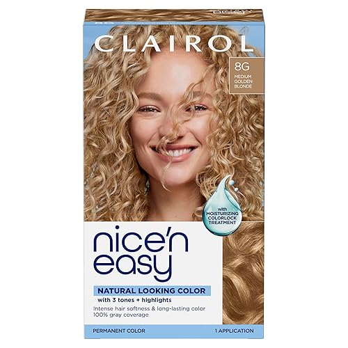 Clairol Nice'n Easy Permanent Hair Dye, 8G Medium Golden Blonde Hair Color, Pack of 1 - Packaging May Vary