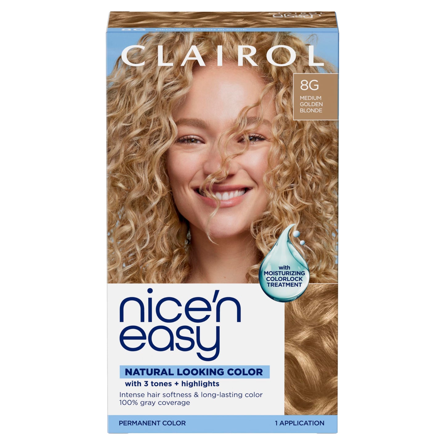 Clairol Nice'n Easy Permanent Hair Dye, 8G Medium Golden Blonde Hair Color, Pack of 1 - Packaging May Vary