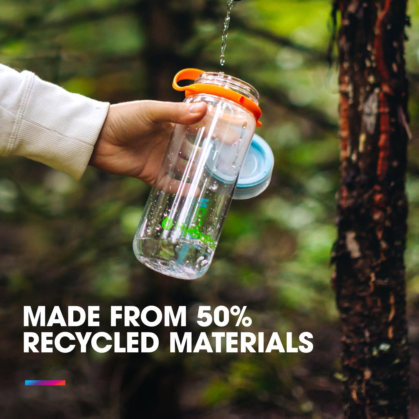 HydraPak Recon Twist & Sip - Wide Mouth Recycled Plastic Water Bottle (24oz or 32oz) - Eco Friendly, BPA Free, Easy Carry, 24oz/750ml, Clear/Iris…